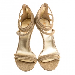 Le Silla Metallic Gold Lamé Glitter Fabric Galaxy Sandals Size 38