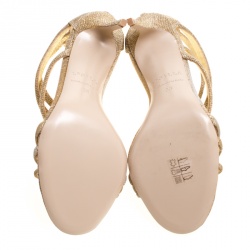 Le Silla Metallic Gold Lamé Glitter Fabric Galaxy Sandals Size 38