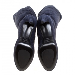 Pre Owned Loriblu Navy Blue Suede Over the Knee Platform Boots Size 38.5