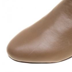 Pre Owned Le Silla Dark Beige Leather Chain Detail Knee High Boots Size 40