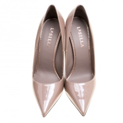 Pre Owned Le Silla Beige Patent Leather Eva Pointed Toe Pumps Size 38