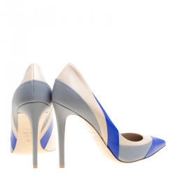 Pre Owned Le Silla Tricolor Leather Pointed Toe Pumps Size 38