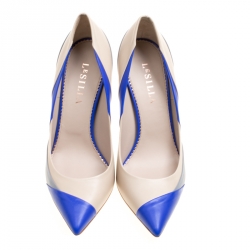 Pre Owned Le Silla Tricolor Leather Pointed Toe Pumps Size 38