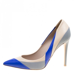 Pre Owned Le Silla Tricolor Leather Pointed Toe Pumps Size 38