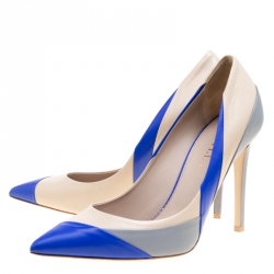 Pre Owned Le Silla Tricolor Leather Pointed Toe Pumps Size 38