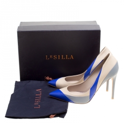 Pre Owned Le Silla Tricolor Leather Pointed Toe Pumps Size 38