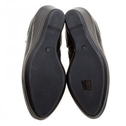 Pre Owned Enio Silla For Le Silla Black Leather Quilted Wedge Ankle Boots Size 40