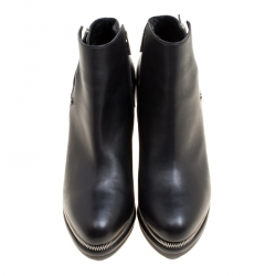 Pre Owned Enio Silla For Le Silla Black Leather Quilted Wedge Ankle Boots Size 40