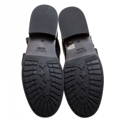 Pre Owned Le Silla Black Leather Buckle Detail Ankle Boots Size 40