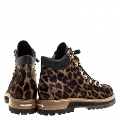 Le Silla Leopard Print Pony Hair Platform Ankle Boots Size 40