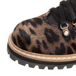 Le Silla Leopard Print Pony Hair Platform Ankle Boots Size 40