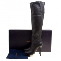 Enio Silla for Le Silla Black Leather Platform Knee Boots Size 40