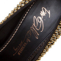 Pre Owned Enio Silla For Le Silla Crystal Embellished Pointed Toe Pumps Size 38.5