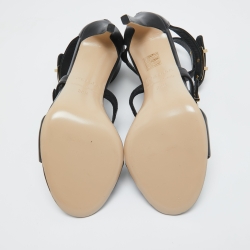 Le Silla Black Leather Ankle Strap Sandals Size 38.5