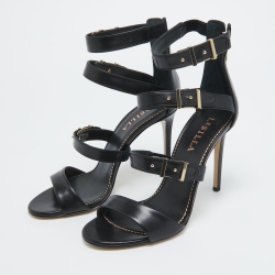 Le Silla Black Leather Ankle Strap Sandals Size 38.5