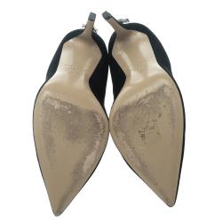 Le Silla Black Suede Panther Pointed Toe Pumps Size 38.5