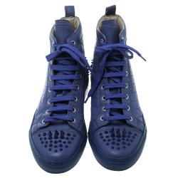 Pre Owned Le Silla Blue Quilted Leather Spike High Top Sneakers Size 37.5