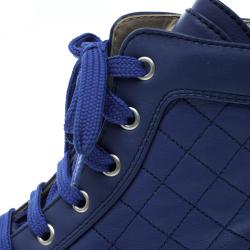 Pre Owned Le Silla Blue Quilted Leather Spike High Top Sneakers Size 37.5