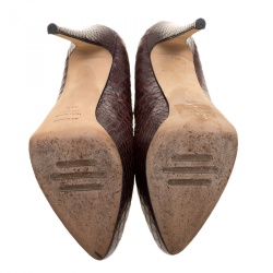 Enio Silla for Le Silla Bordeaux Python Leather Platform Pumps Size 38.5