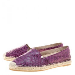 Le Silla Purple Python Leather Flat Espadrille Loafers Size 40 
