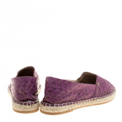 Le Silla Purple Python Leather Flat Espadrille Loafers Size 40 