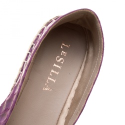 Le Silla Purple Python Leather Flat Espadrille Loafers Size 40 