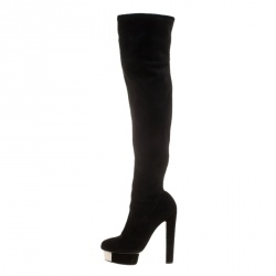 Pre Owned Enio Silla for Le Silla Black Suede Platform Knee Boots Size 38