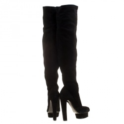 Pre Owned Enio Silla for Le Silla Black Suede Platform Knee Boots Size 38