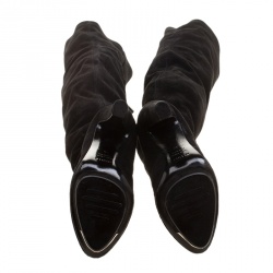 Pre Owned Enio Silla for Le Silla Black Suede Platform Knee Boots Size 38