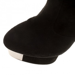 Pre Owned Enio Silla for Le Silla Black Suede Platform Knee Boots Size 38