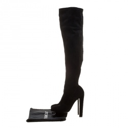 Pre Owned Enio Silla for Le Silla Black Suede Platform Knee Boots Size 38