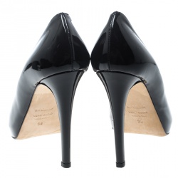 Pre Owned Le Silla Black Patent Leather Gabry Peep Toe Platform Pumps Size 36