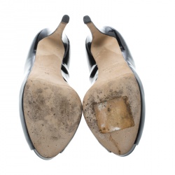 Pre Owned Le Silla Black Patent Leather Gabry Peep Toe Platform Pumps Size 36