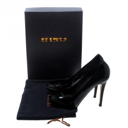 Pre Owned Le Silla Black Patent Leather Gabry Peep Toe Platform Pumps Size 36