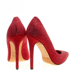 Le Silla Red Suede Crystal Embellished Pointed Toe Pumps Size 36