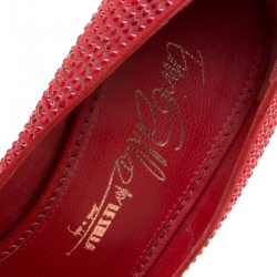 Le Silla Red Suede Crystal Embellished Pointed Toe Pumps Size 36