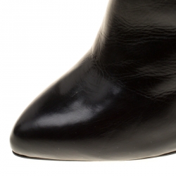 Pre Owned Le Silla Black Leather Studded Knee Length Boots Size 38