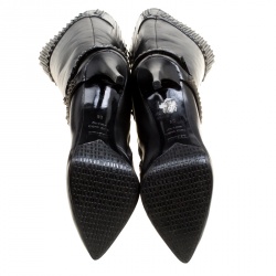 Pre Owned Le Silla Black Leather Studded Knee Length Boots Size 38