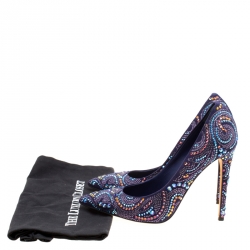 Pre Owned Enio Silla For Le Silla Blue Crystal Embellished Suede Pointed Toe Pumps Size 39