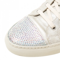 Pre Owned Le Silla Light Grey Suede Crystal Embellished High Top Sneakers Size 38