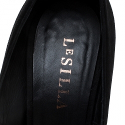 Le Silla Black Suede Pointed Toe Spiral Heel Pumps Size 39