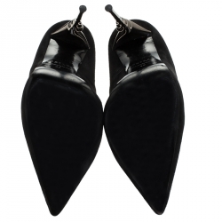 Le Silla Black Suede Pointed Toe Spiral Heel Pumps Size 39