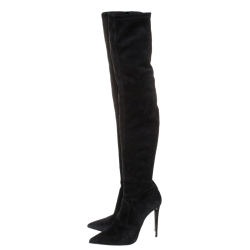 Pre Owned Le Silla Black Suede Over The Knee Pointed Toe Boots Size 40