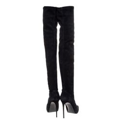 Pre Owned Le Silla Black Suede Over The Knee Pointed Toe Boots Size 40