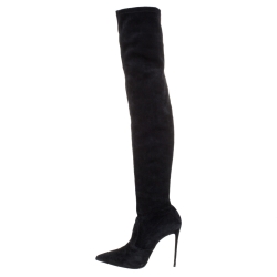 Pre Owned Le Silla Black Suede Over The Knee Pointed Toe Boots Size 40