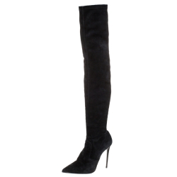 Pre Owned Le Silla Black Suede Over The Knee Pointed Toe Boots Size 40