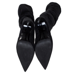 Pre Owned Le Silla Black Suede Over The Knee Pointed Toe Boots Size 40