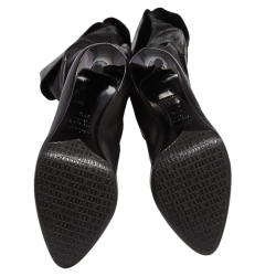 Pre Owned Le Silla Black Leather Studded Knee Length Boots Size 37.5