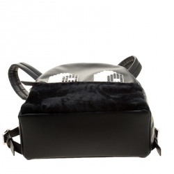 Pre Owned حقيبة ظهر لي بيتيت جوورس مايك أيس جلد أسود وفرو