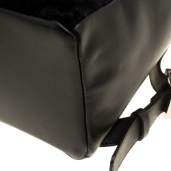 Pre Owned حقيبة ظهر لي بيتيت جوورس مايك أيس جلد أسود وفرو